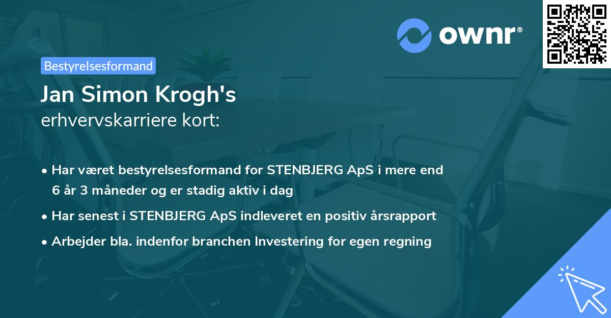 Jan Simon Krogh's erhvervskarriere kort