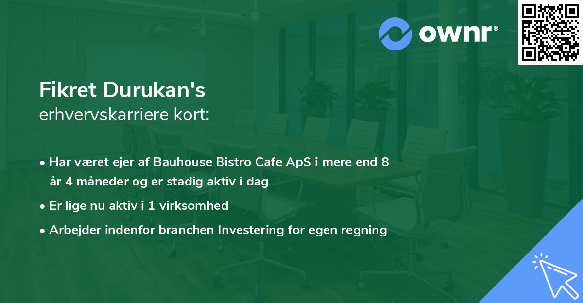 Fikret Durukan's erhvervskarriere kort