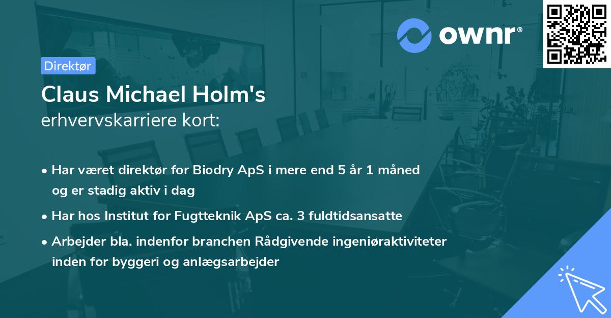 Claus Michael Holm's erhvervskarriere kort