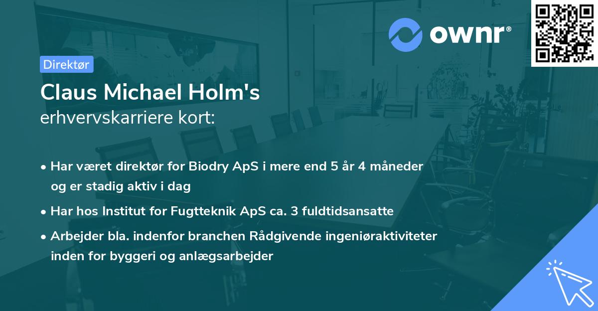 Claus Michael Holm's erhvervskarriere kort