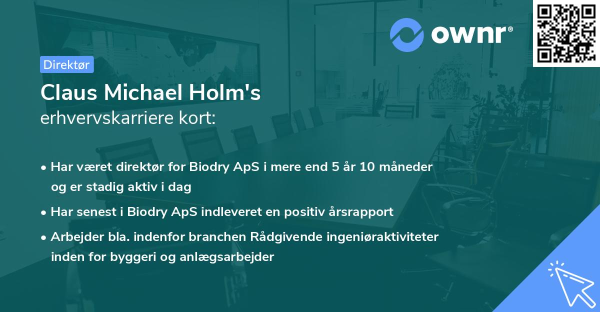 Claus Michael Holm's erhvervskarriere kort
