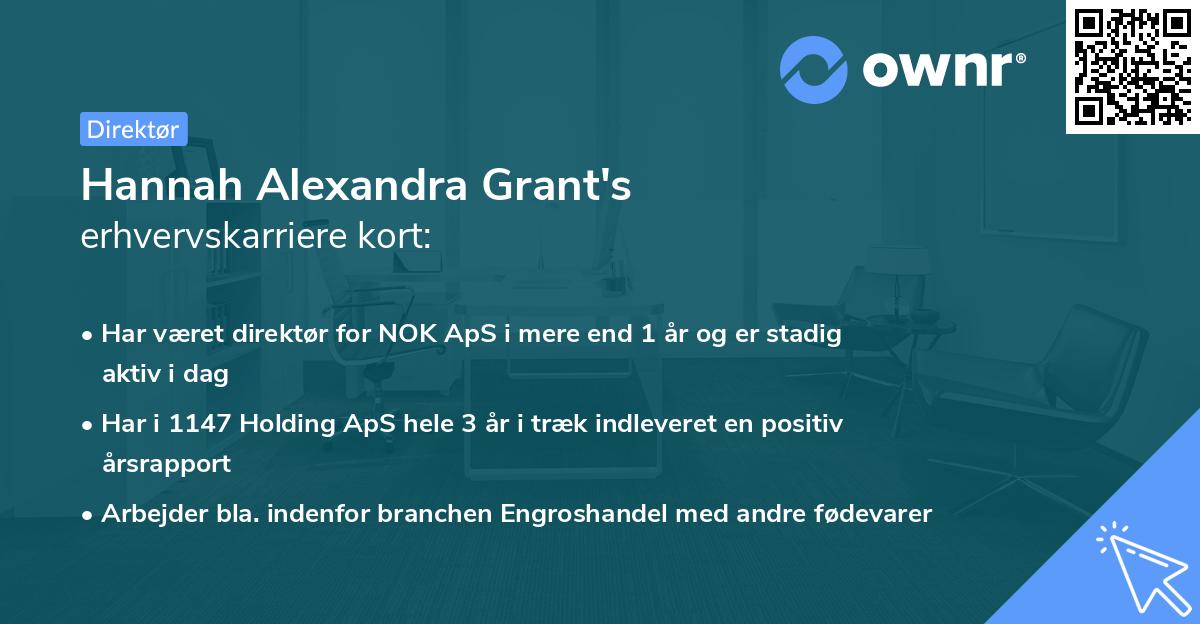 Hannah Alexandra Grant's erhvervskarriere kort