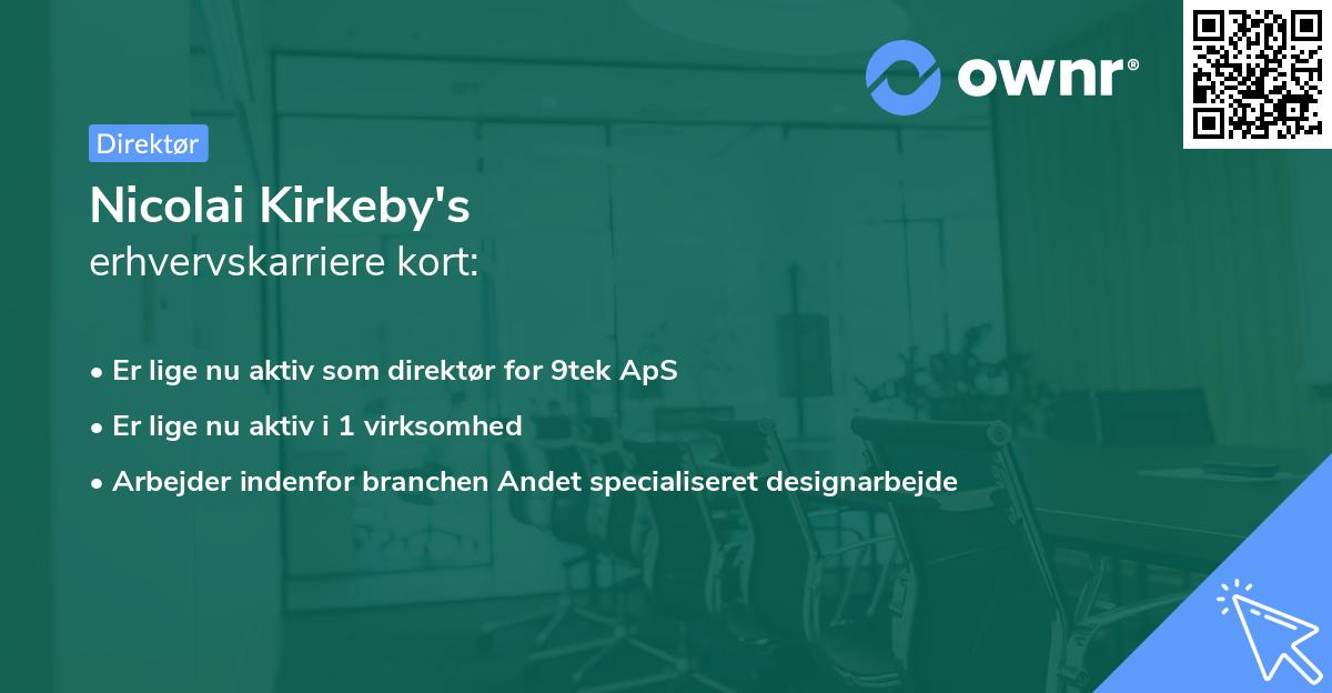 Nicolai Kirkeby's erhvervskarriere kort