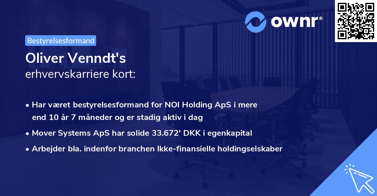 Oliver Venndt's erhvervskarriere kort