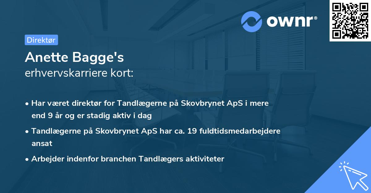 Anette Bagge's erhvervskarriere kort