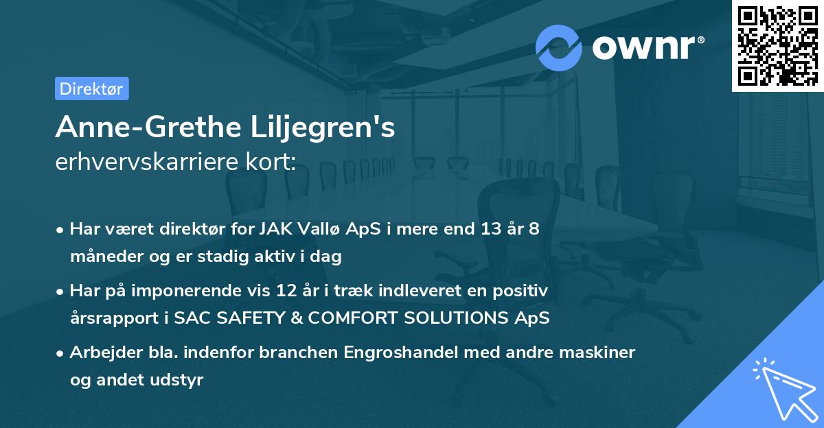 Anne-Grethe Liljegren's erhvervskarriere kort