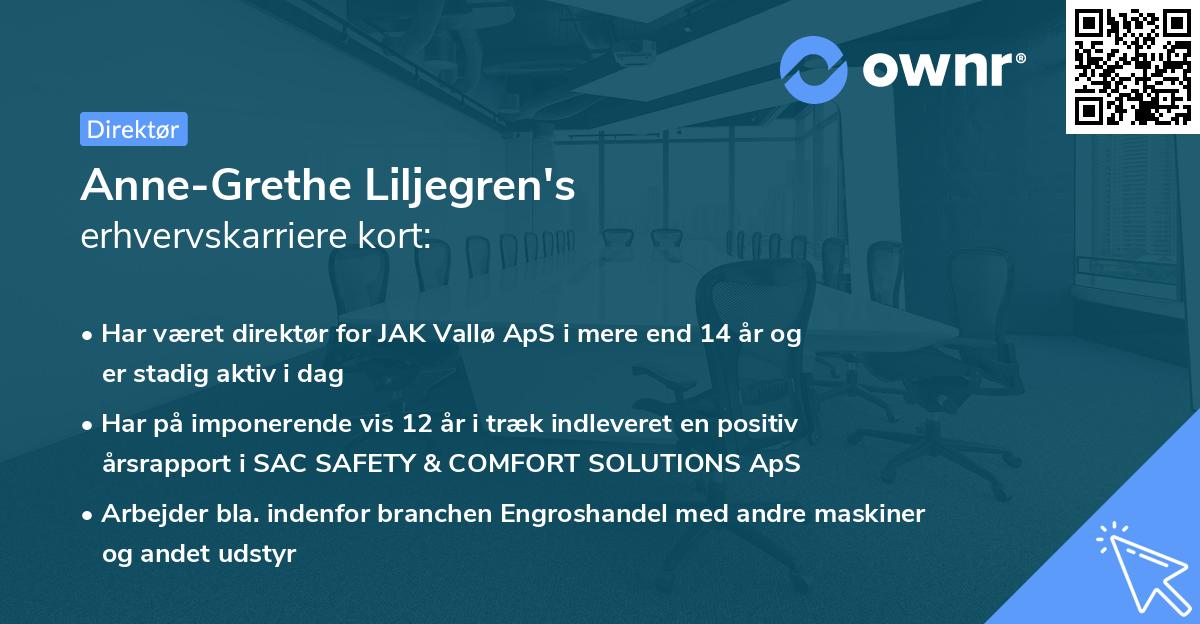 Anne-Grethe Liljegren's erhvervskarriere kort