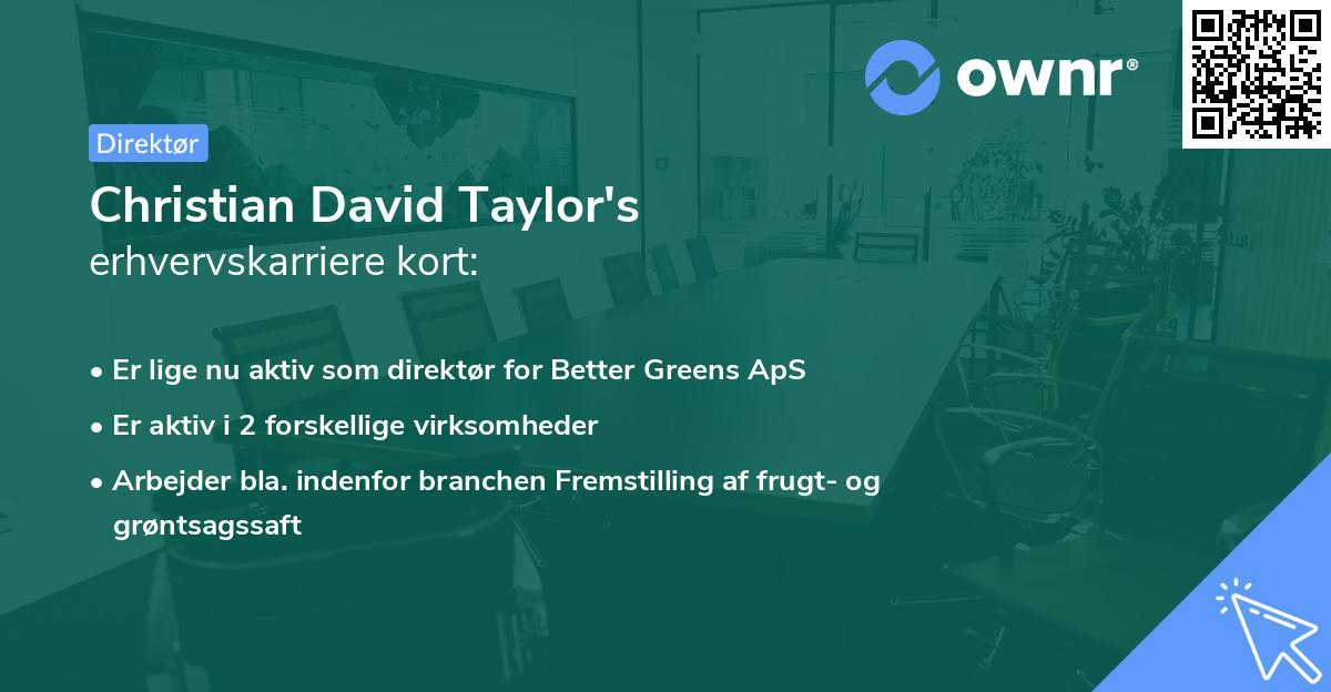 Christian David Taylor's erhvervskarriere kort