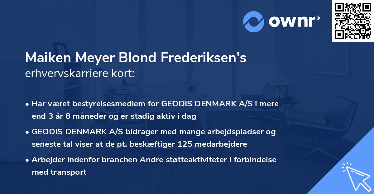 Maiken Meyer Blond Frederiksen's erhvervskarriere kort