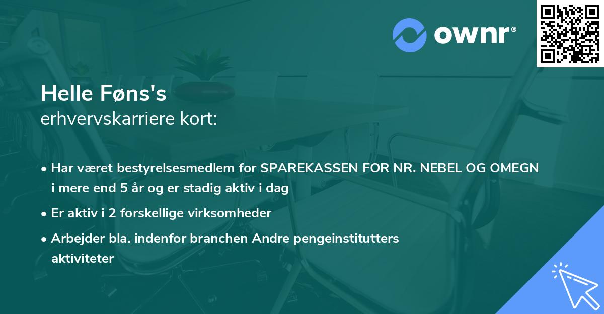 Helle Føns's erhvervskarriere kort