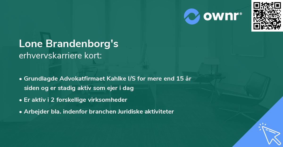 Lone Brandenborg's erhvervskarriere kort