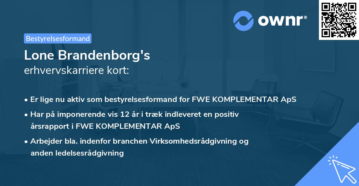 Lone Brandenborg's erhvervskarriere kort