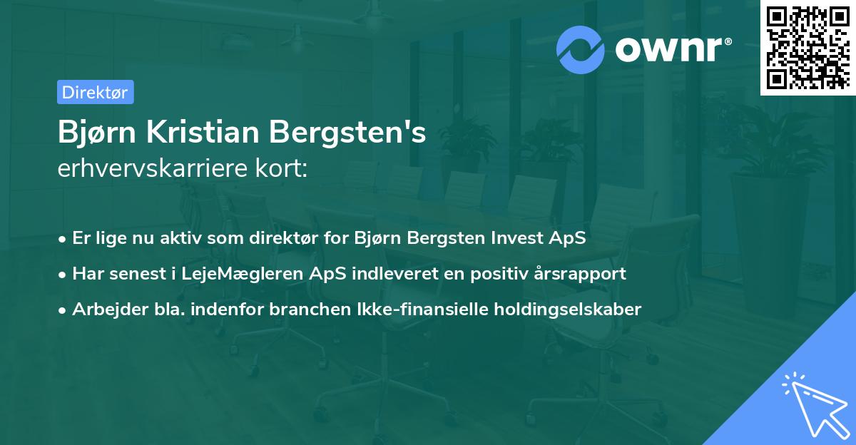 Bjørn Kristian Bergsten's erhvervskarriere kort