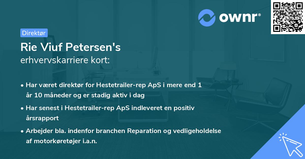 Rie Viuf Petersen's erhvervskarriere kort