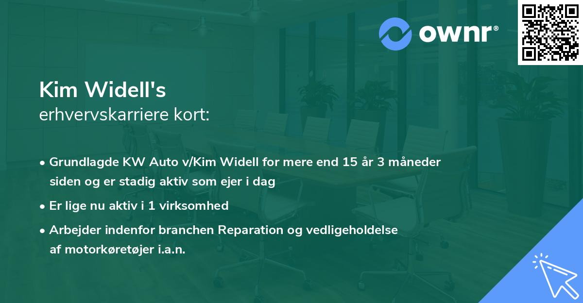Kim Widell's erhvervskarriere kort