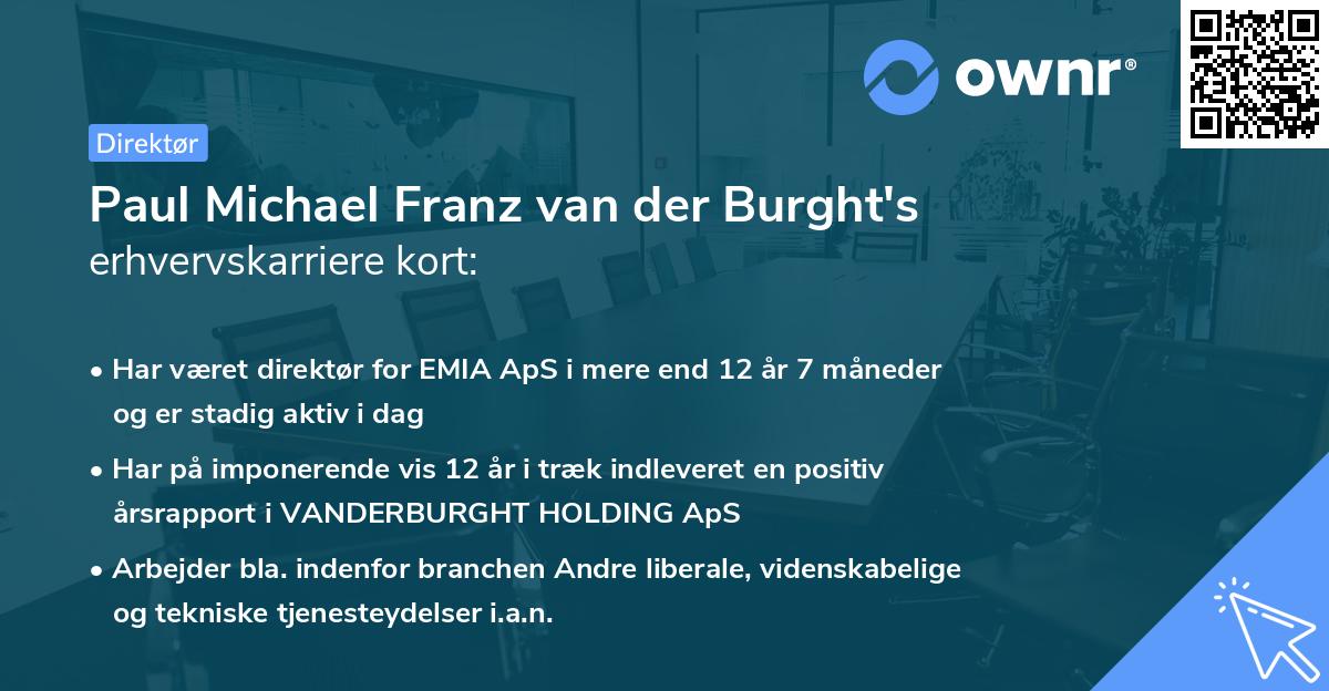 Paul Michael Franz van der Burght's erhvervskarriere kort