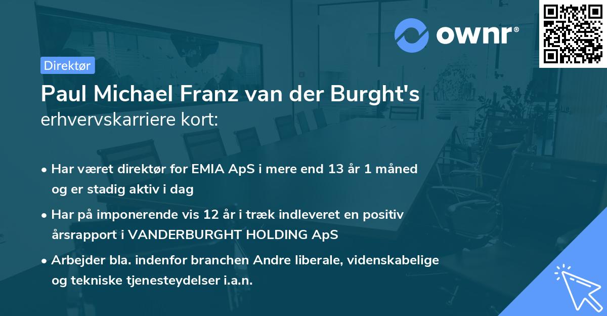 Paul Michael Franz van der Burght's erhvervskarriere kort