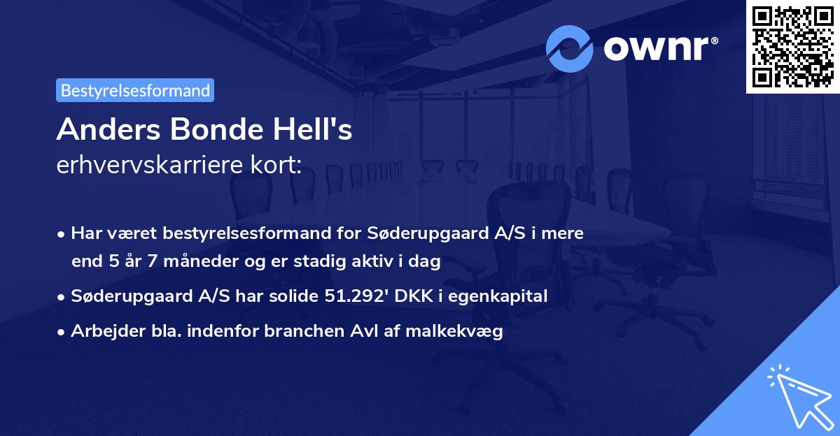 Anders Bonde Hell's erhvervskarriere kort