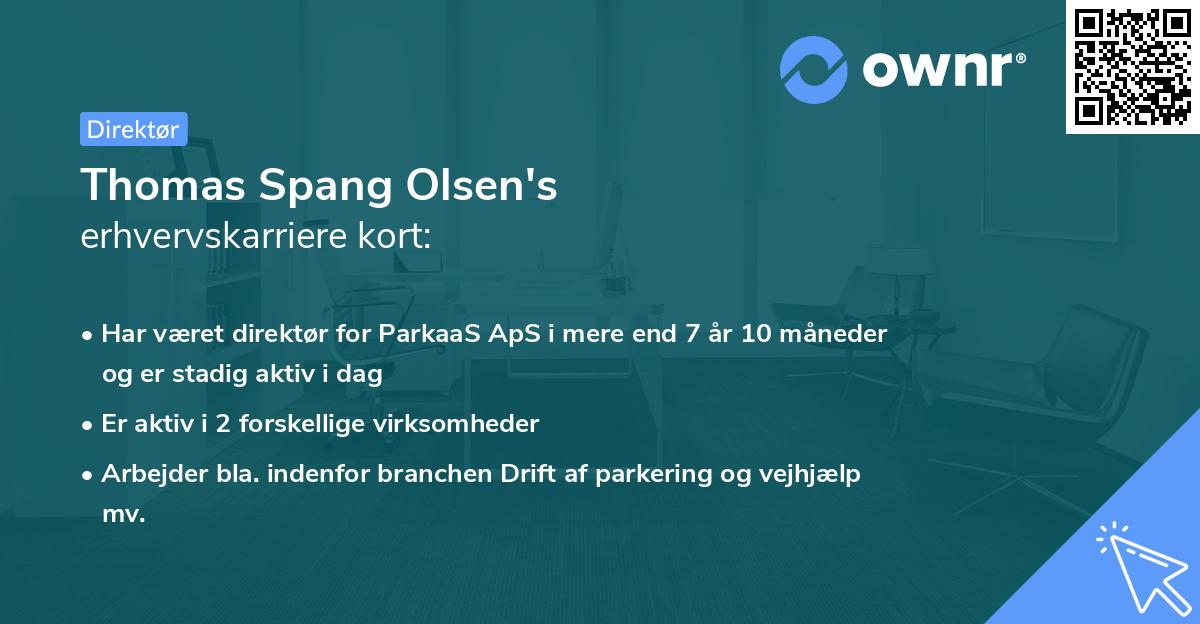 Thomas Spang Olsen's erhvervskarriere kort
