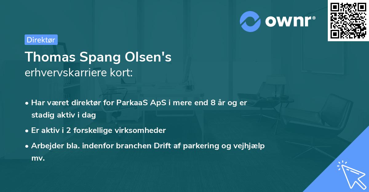 Thomas Spang Olsen's erhvervskarriere kort