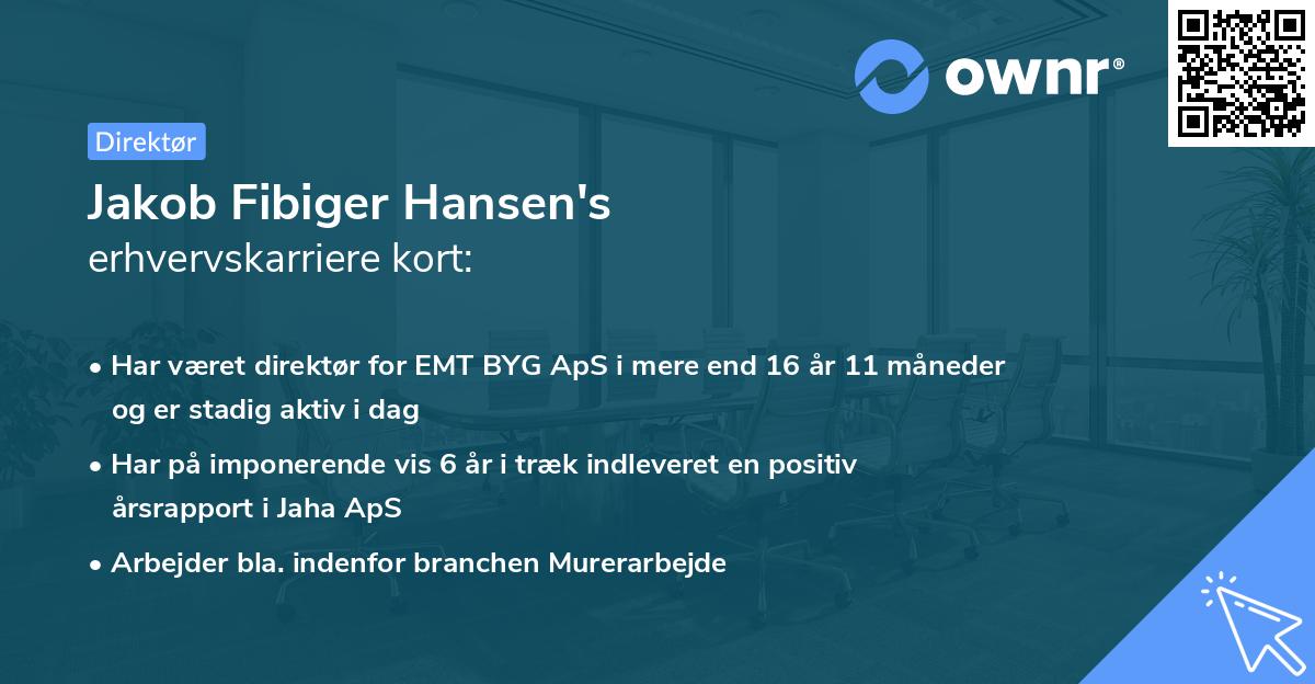 Jakob Fibiger Hansen's erhvervskarriere kort