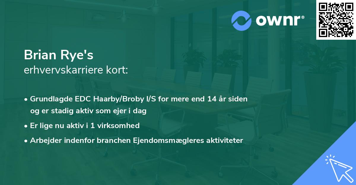 Brian Rye's erhvervskarriere kort