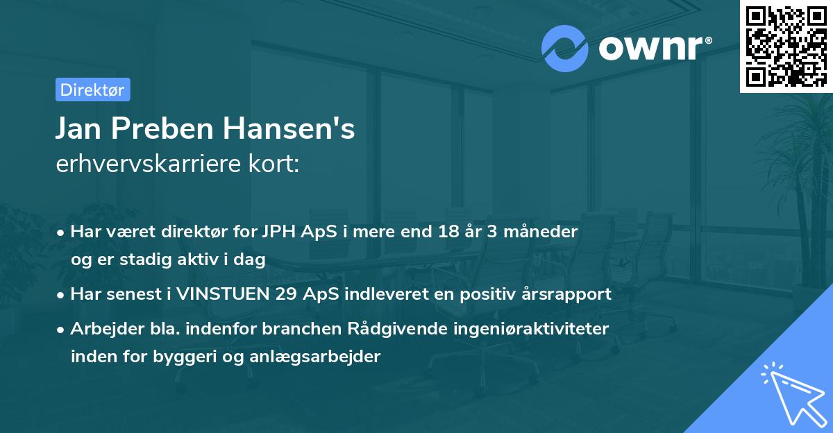 Jan Preben Hansen's erhvervskarriere kort