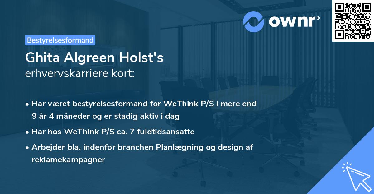 Ghita Algreen Holst's erhvervskarriere kort
