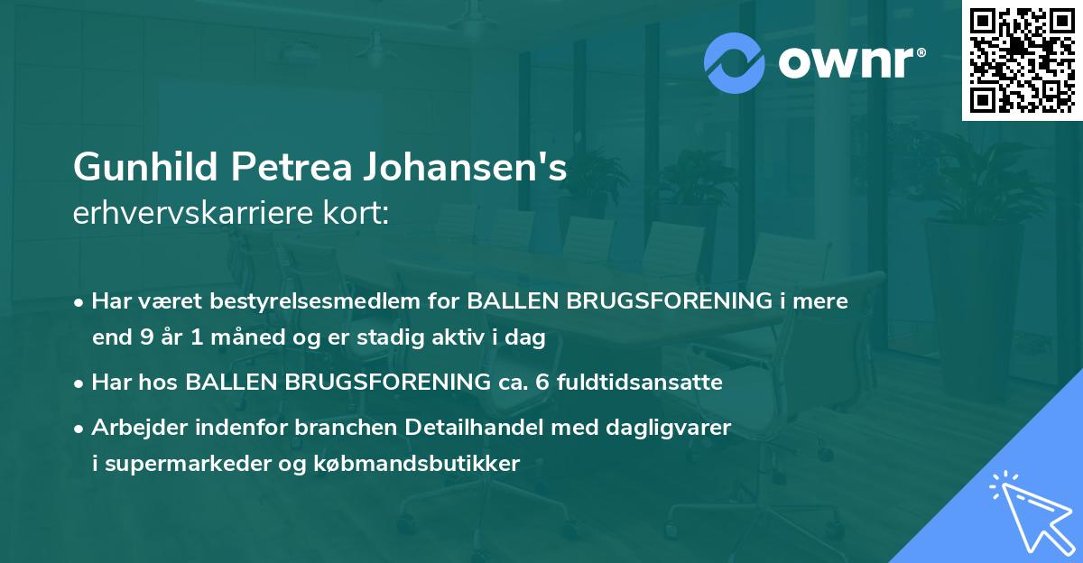 Gunhild Petrea Johansen's erhvervskarriere kort