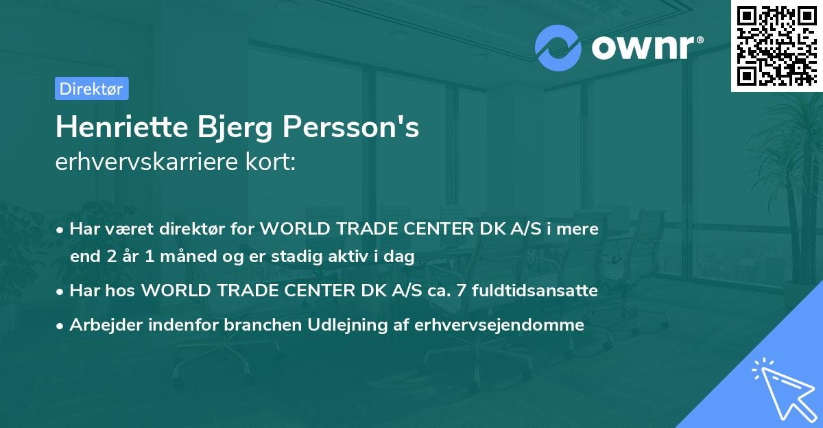 Henriette Bjerg Persson's erhvervskarriere kort