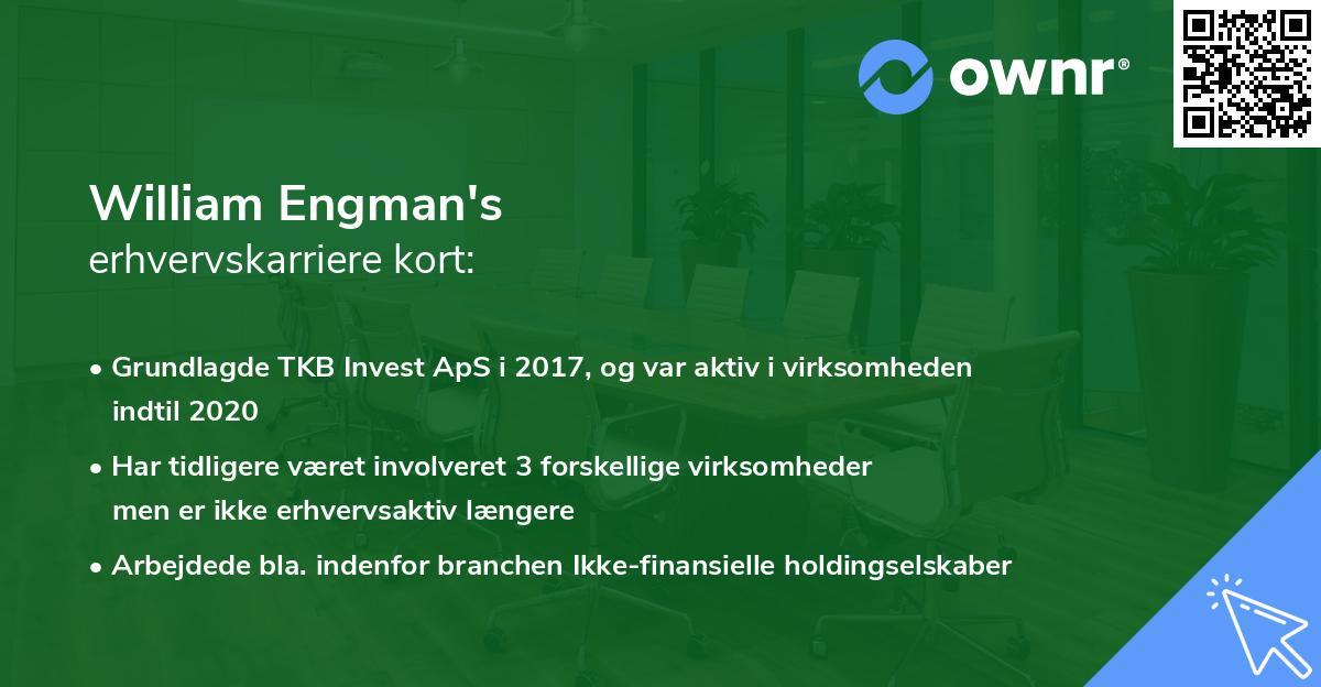 William Engman's erhvervskarriere kort