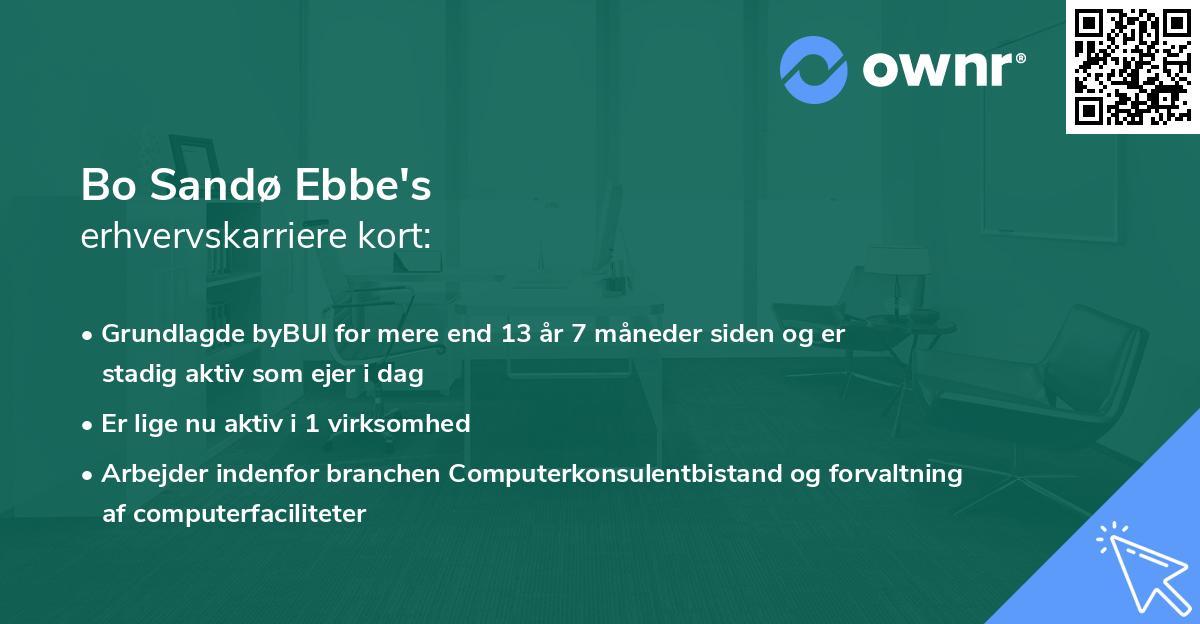 Bo Sandø Ebbe's erhvervskarriere kort