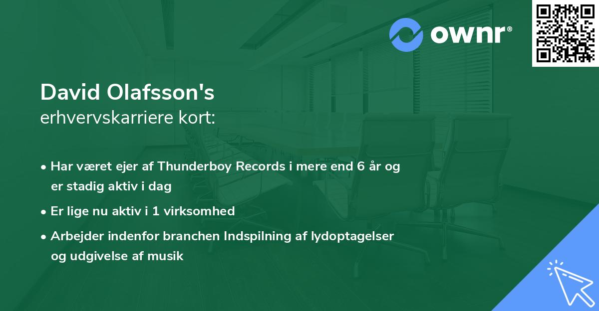 David Olafsson's erhvervskarriere kort