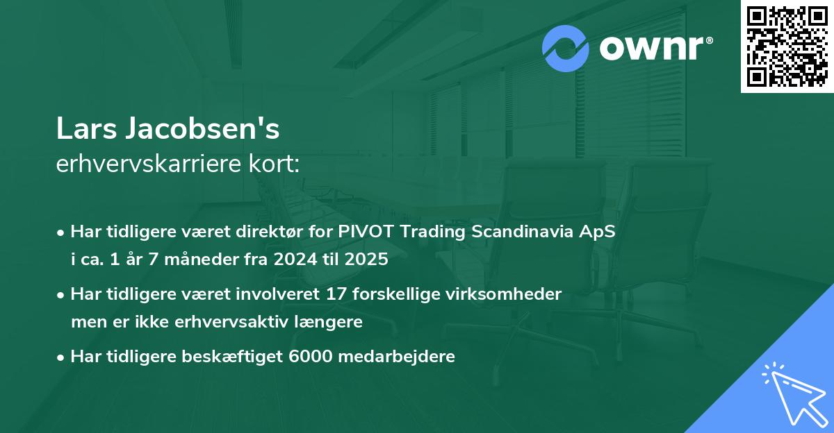 Lars Jacobsen's erhvervskarriere kort