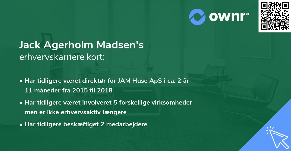 Jack Agerholm Madsen's erhvervskarriere kort