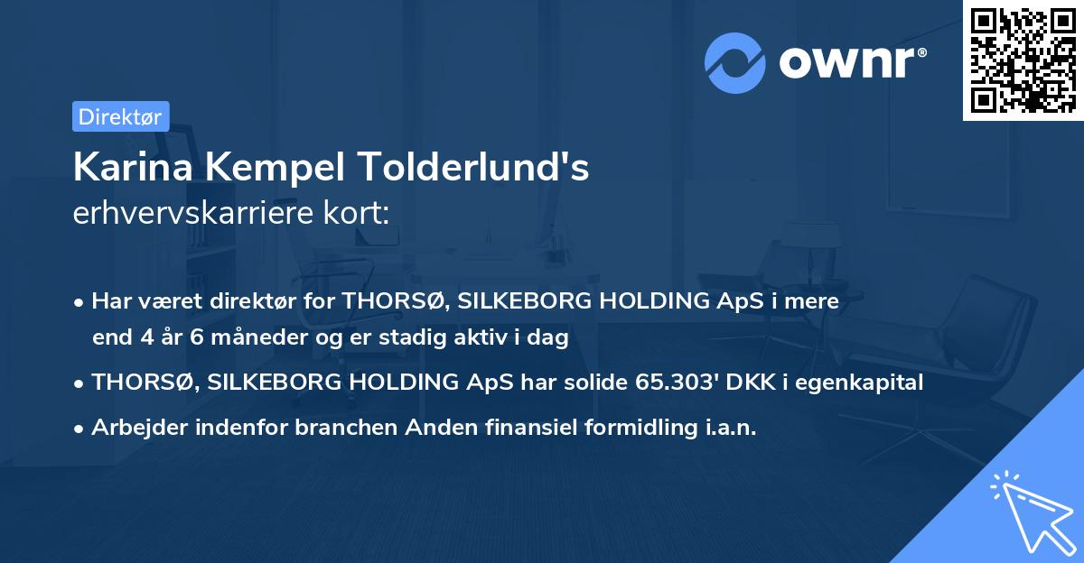 Karina Kempel Tolderlund's erhvervskarriere kort