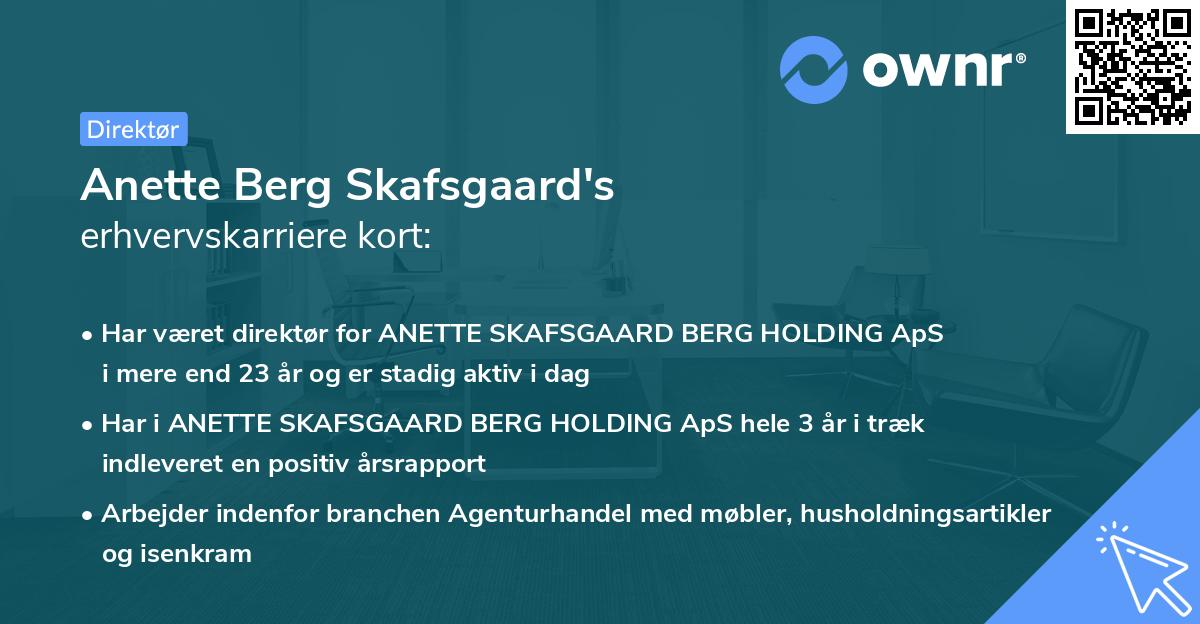 Anette Berg Skafsgaard's erhvervskarriere kort