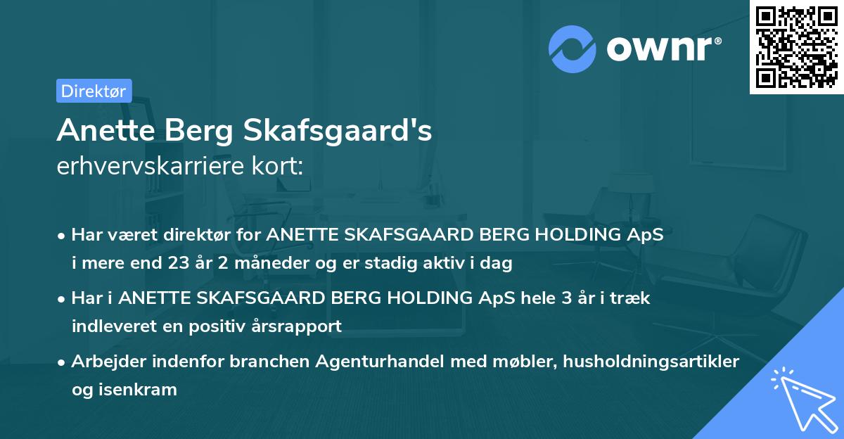 Anette Berg Skafsgaard's erhvervskarriere kort