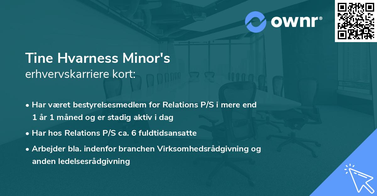 Tine Hvarness Minor's erhvervskarriere kort
