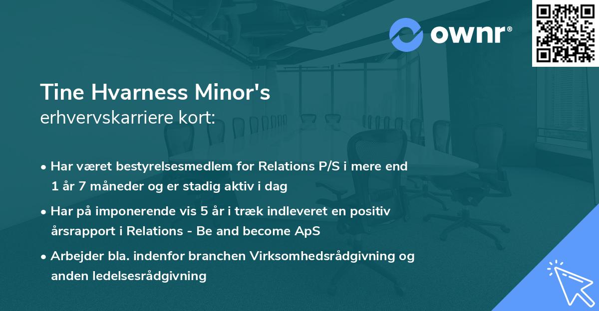 Tine Hvarness Minor's erhvervskarriere kort