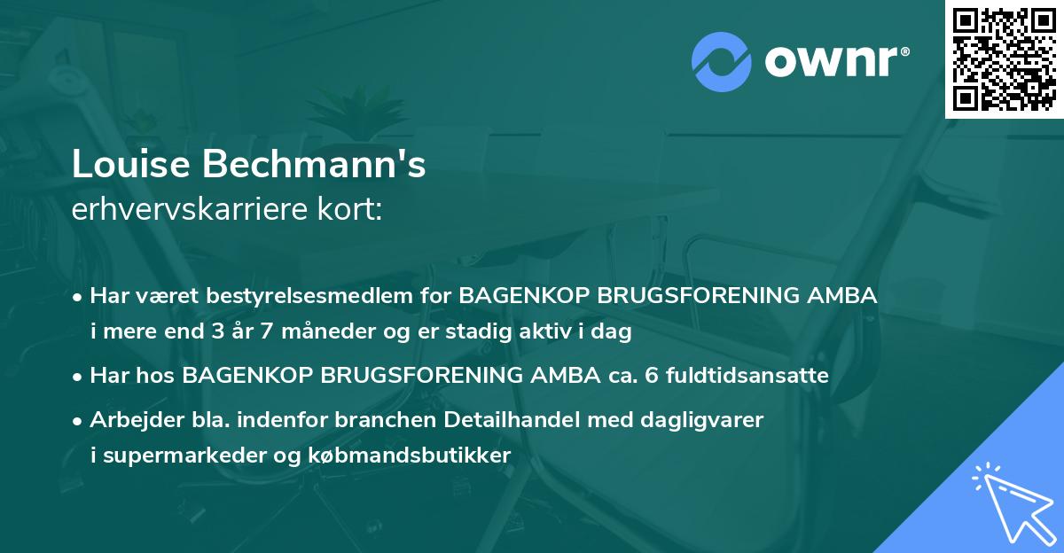 Louise Bechmann's erhvervskarriere kort