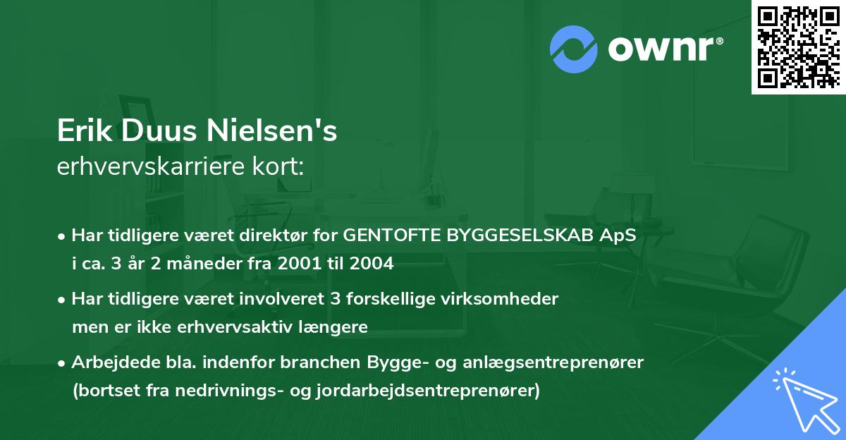 Erik Duus Nielsen's erhvervskarriere kort