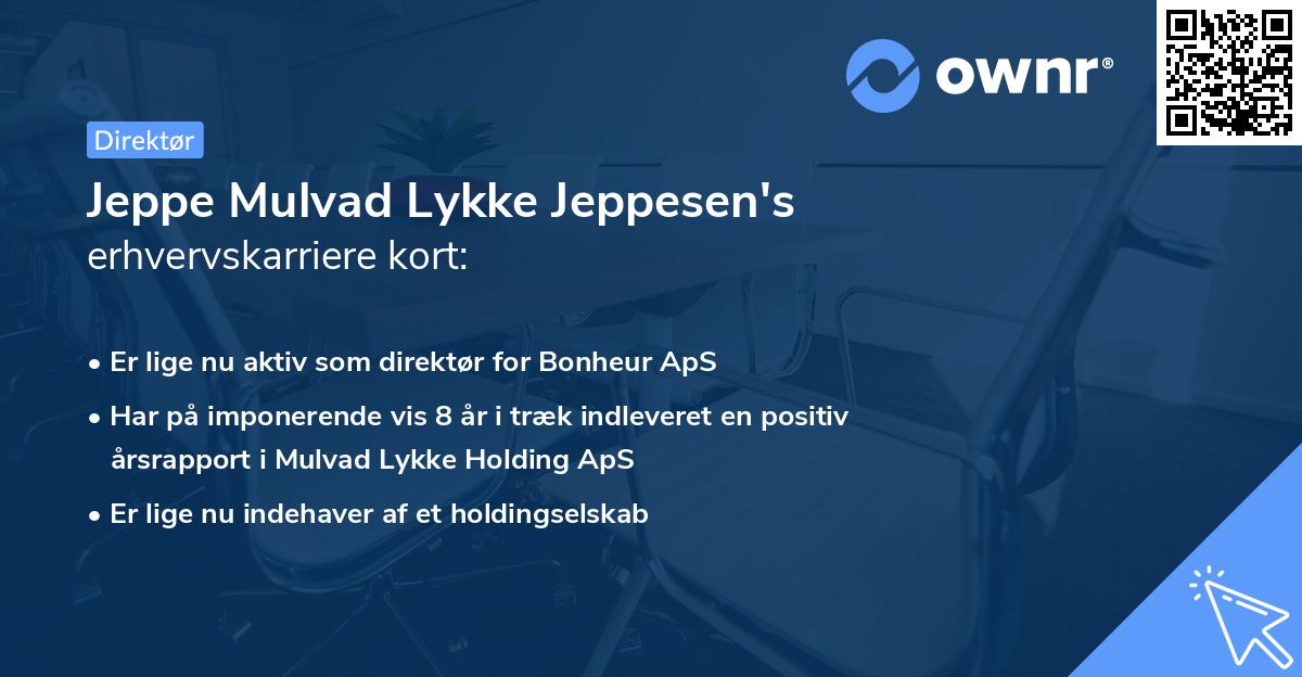 Jeppe Mulvad Lykke Jeppesen's erhvervskarriere kort