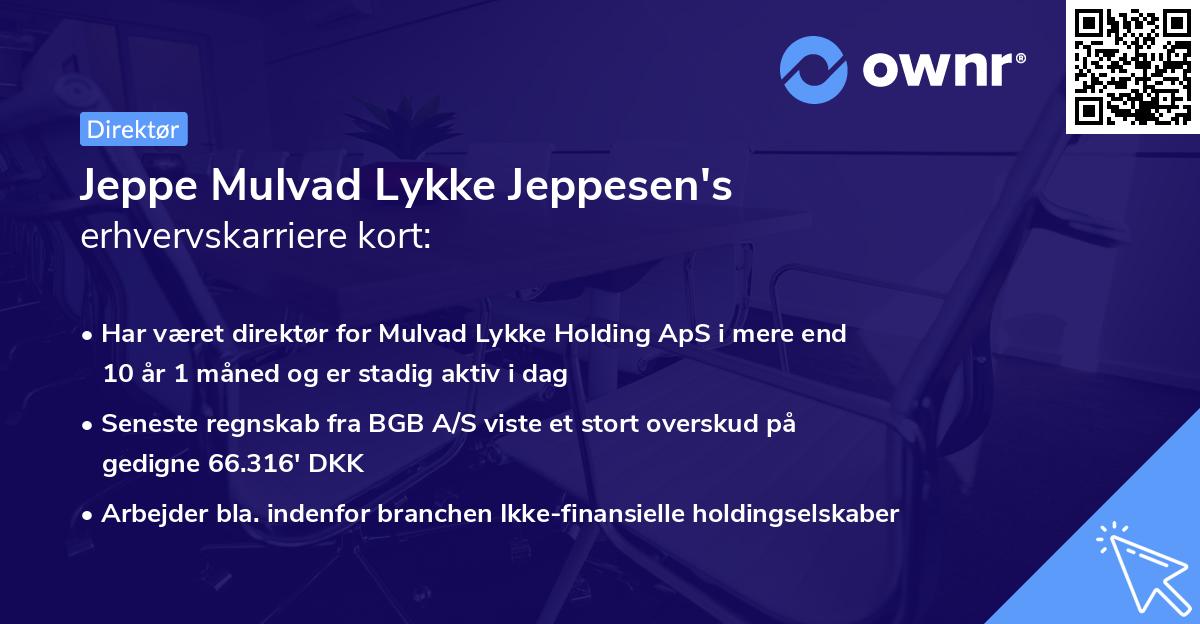 Jeppe Mulvad Lykke Jeppesen's erhvervskarriere kort