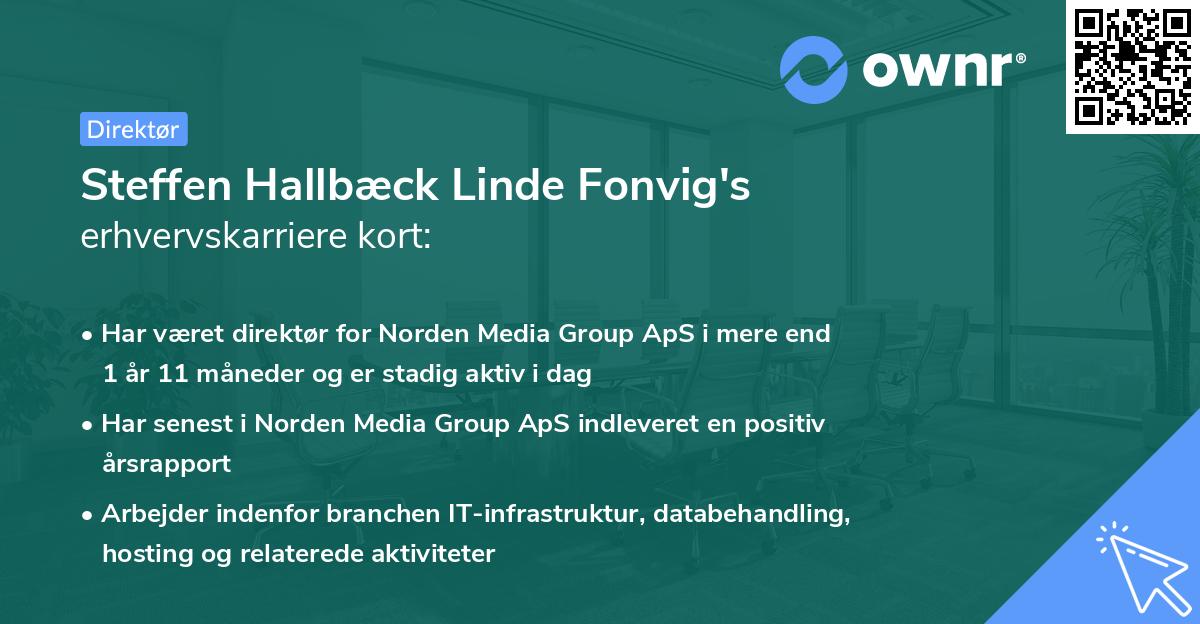 Steffen Hallbæck Linde Fonvig's erhvervskarriere kort