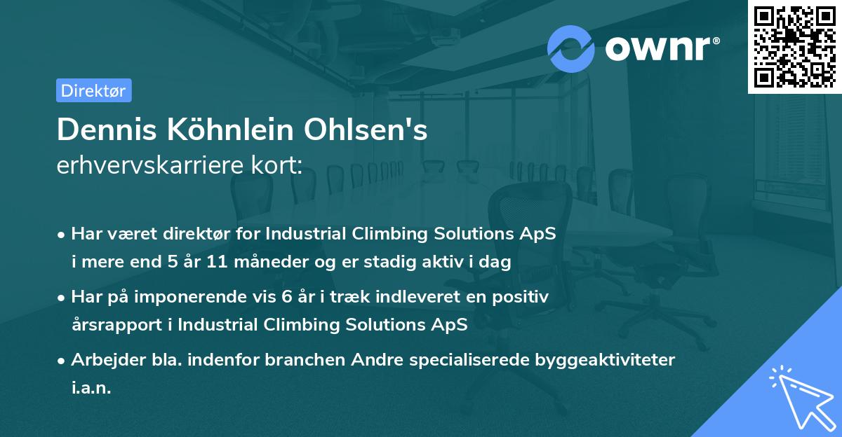 Dennis Köhnlein Ohlsen's erhvervskarriere kort