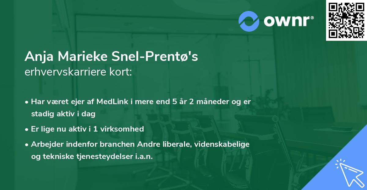 Anja Marieke Snel-Prentø's erhvervskarriere kort