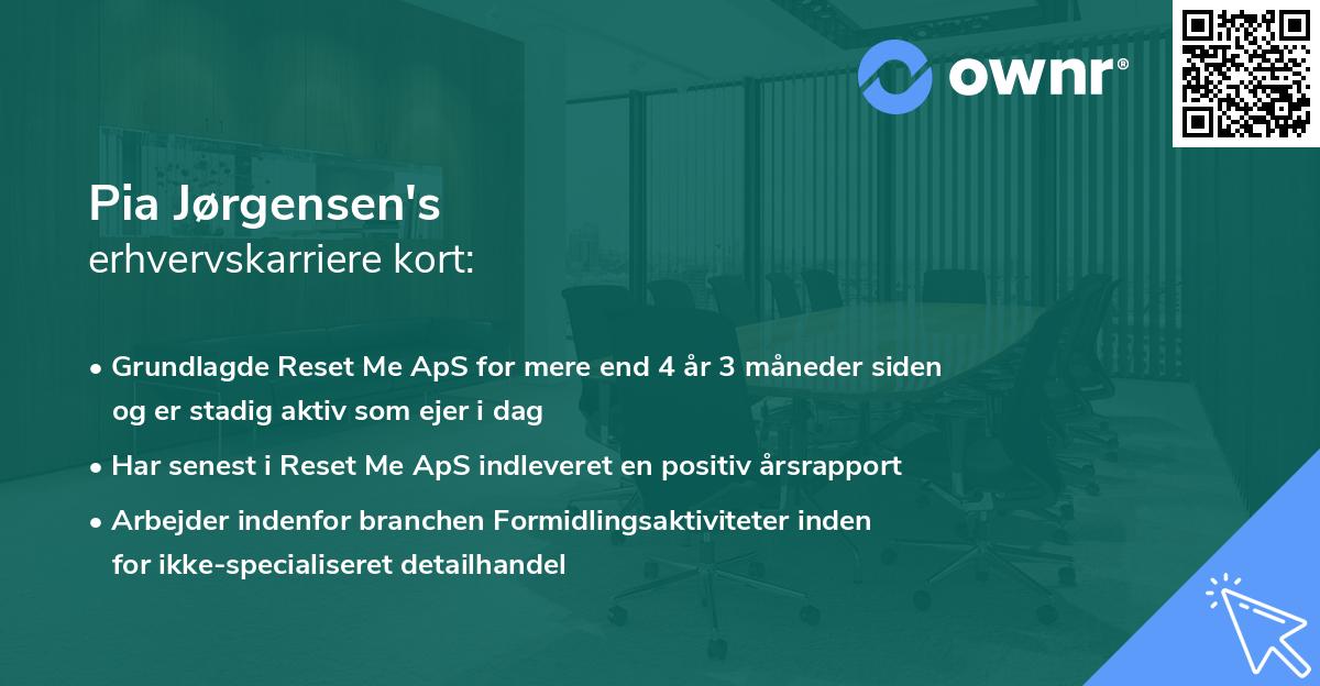 Pia Jørgensen's erhvervskarriere kort