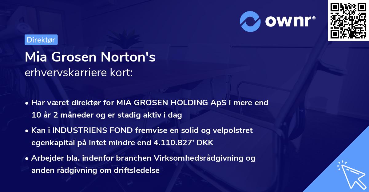 Mia Grosen Norton's erhvervskarriere kort