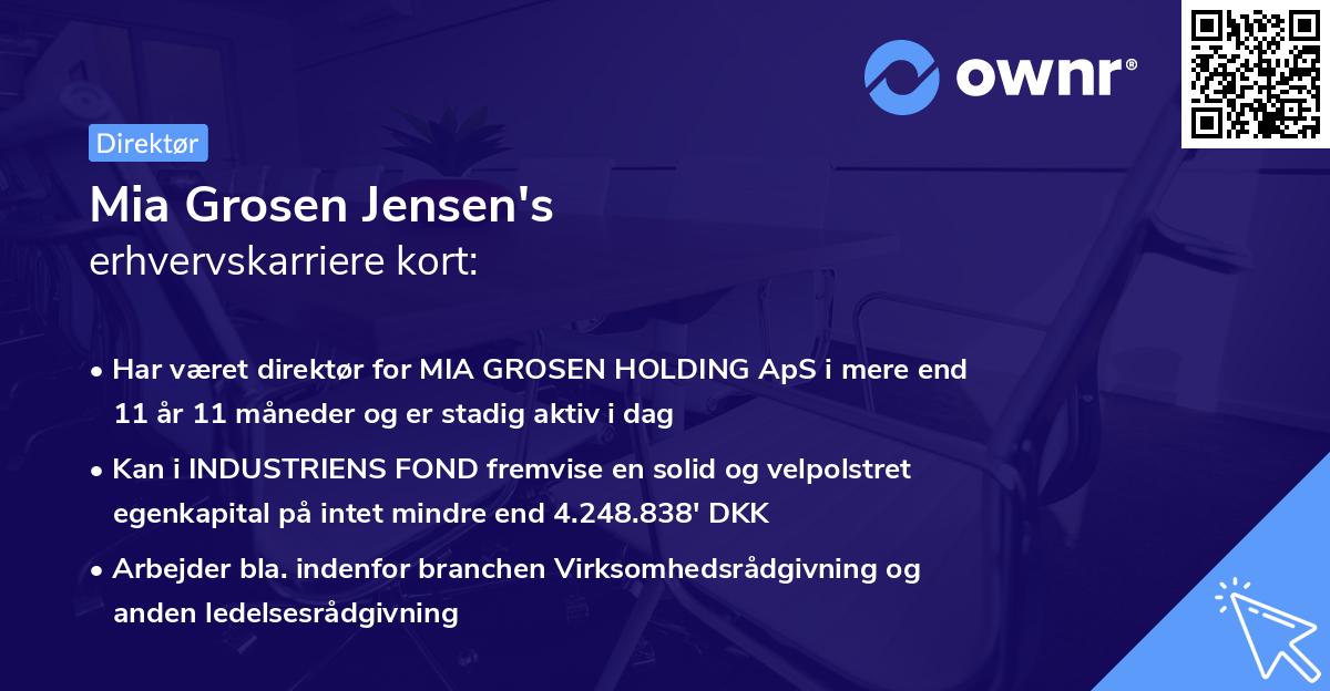 Mia Grosen Jensen's erhvervskarriere kort